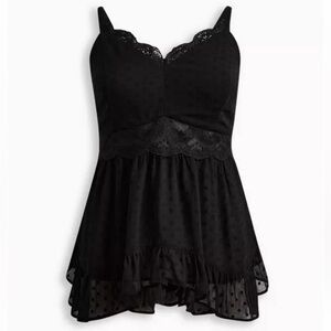 Torrid Black Babydoll Clip Dot Cami